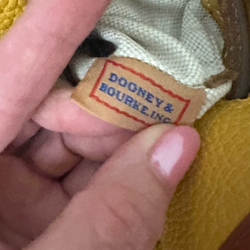 Dooney & Bourke Yellow Pebble Leather Hobo with Brown Trim and Wallet